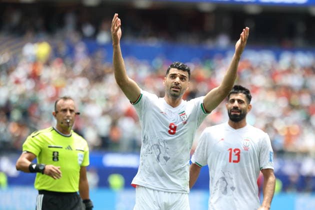 FIFA World Cup, WM, Weltmeisterschaft, Fussball 2026 - Group G - Belgium vs Iran Mehdi Taremi of Iran gestures during the FIFA World Cup 2026 group stage match Belgium against Iran, in Los Angeles, USA, 21 June 2026. LOS ANGELES United States  Copyright: xCHRISTOPHERxTORRESx