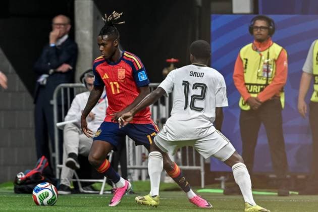 Spain v Saudi Arabia Group H - FIFA World Cup, WM, Weltmeisterschaft, Fussball 2026 ATLANTA, GEORGIA - JUNE 21: Lamine Yamal 19 of Spain celebrates during the FIFA World Cup 2026 Group H match between Spain and Saudi Arabia at Atlanta Stadium on June 21, 2026 in Atlanta, Georgia. ATLANTA United States of America Copyright: x xwalidxibrahimx xJNAxPressx