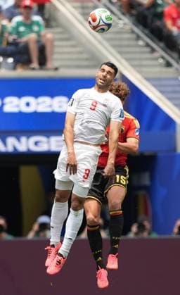 Belgium v IR Iran - FIFA World Cup, WM, Weltmeisterschaft, Fussball 2026 - Group G LOS ANGELES, CALIFORNIA - JUNE 21: Thomas Meunier (15) of Belgium in action against Mehdi Taremi (9) of Iran during the 2026 FIFA World Cup First Stage Group G match between Belgium and IR Iran at the Los Angeles Stadium (SoFi Stadium) in Inglewood, California, United States on June 21, 2026. Tayfun Coskun Anadolu California United States. Editorial use only. Please get in touch for any other usage.  Copyright: x2026xAnadoluxTayfunxCoskunx