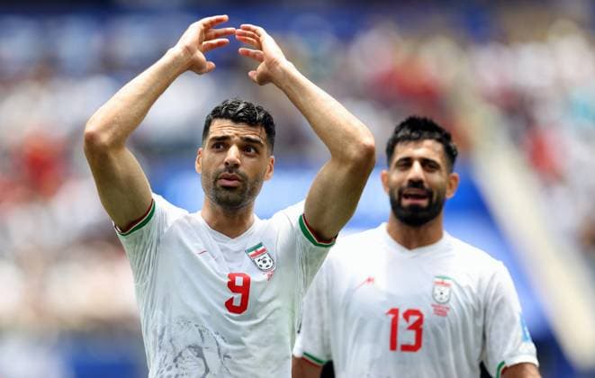 Iran s Mehdi Taremi reacts after a disallowed offside goal during a soccer game between Belgian national team, Nationalteam Red Devils and Iran, on Sunday 21 June 2026, at the SoFi stadium in Los Angeles, the second game in the group stage of the FIFA World Cup, WM, Weltmeisterschaft, Fussball 2026 in the United States of America. The Diables Rouges - Rode Duivels were drawn into Group G. DIRKxWAEM  x178649991x