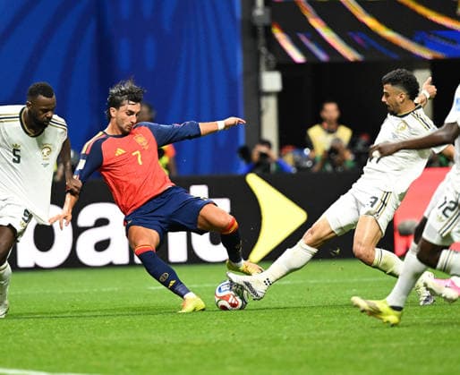 (260622) -- ATLANTA, June 22, 2026 -- Ferran Torres (2nd L) of Spain competes during the group H match between Spain and Saudi Arabia at the 2026 FIFA World Cup, WM, Weltmeisterschaft, Fussball at Atlanta Stadium in Atlanta, the United States, June 21, 2026. ) (SP)U.S.-ATLANTA-FOOTBALL-FIFA WORLD CUP-GROUP H-ESP VS KSA JuxHuanzong 