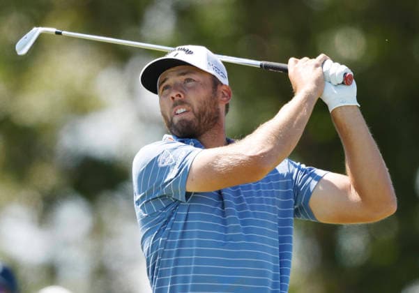 Sam Burns hits his tee shot on the 7th hole during the final round of the 126th U.S. Open Golf Championship at Shinnecock Hills Golf Club in Southampton, NY, on Sunday, June 21, 2026.  NYC20260621809 JOHNxANGELILLO