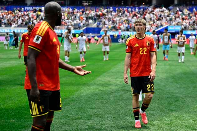 Belgium vs Iran - FIFA World Cup, WM, Weltmeisterschaft, Fussball 2026 LOS ANGELES, USA - JUNE 21 : Lukaku Romelu forward of Belgium and Saelemaekers Alexis midfielder of Belgium during the FIFA World Cup 2026 Group G match between Belgium and Iran at the SOFI STADIUM on June 21, 2026 in Los Angeles, USA, 21 06 2026 Los Angeles United States of America  Copyright: xJanxDexMeuleneirx