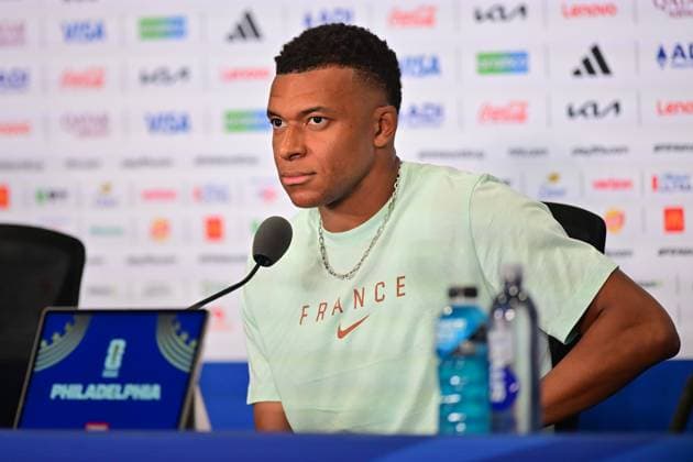 Philadelphia Stadium PHILADELPHIA (PA), 06 21 2026 - SPORTS WORLD CUP - FOOTBALL-FRANCE - Player Kylian Mbappe, during a press conference, PK, Pressekonferenz held in the Conference Room of Philadelphia Stadium, in Philadelphia, on the afternoon of this Sunday, the 21st. The team is preparing to face Iraq, for the second round of Group I of the 2026 FIFA World Cup, WM, Weltmeisterschaft, Fussball (Photo: Eduardo Carmim Photo Premium SPP) 30930 (Eduardo Carmim SPP)  Copyright: xEduardoxCarmimx xSPPx spp-en-EdCa-eduardo_carmim_photo_premium_491366
