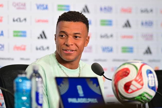 Philadelphia Stadium PHILADELPHIA (PA), 06 21 2026 - SPORTS WORLD CUP - FOOTBALL-FRANCE - Player Kylian Mbappe, during a press conference, PK, Pressekonferenz held in the Conference Room of Philadelphia Stadium, in Philadelphia, on the afternoon of this Sunday, the 21st. The team is preparing to face Iraq, for the second round of Group I of the 2026 FIFA World Cup, WM, Weltmeisterschaft, Fussball (Photo: Eduardo Carmim Photo Premium SPP) 30930 (Eduardo Carmim SPP)  Copyright: xEduardoxCarmimx xSPPx spp-en-EdCa-eduardo_carmim_photo_premium_491385