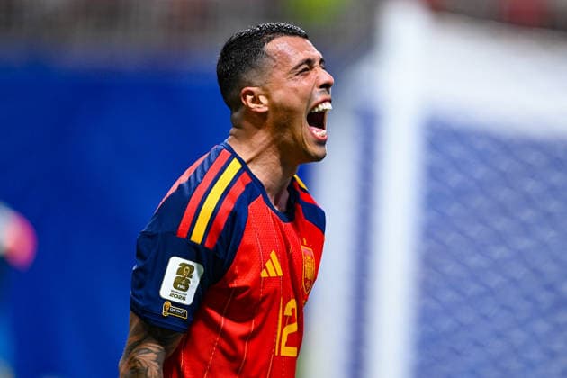 ATLANTA, GA - JUNE 21: Pedro Porro 12 of Spain reacts during the FIFA World Cup, WM, Weltmeisterschaft, Fussball 2026 Group H match between Spain and Saudi Arabia on June 21st, 2026 at Atlanta Stadium in Atlanta, GA. (Photo by Rich von Biberstein Icon Sportswire) SOCCER: JUN 21 FIFA World Cup 26 Group H - Spain vs Saudi Arabia EDITORIAL USE ONLY Icon260621031