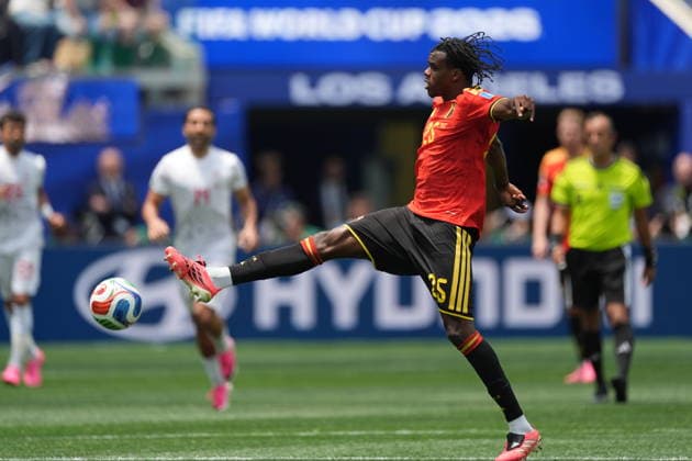 Belgium v IR Iran - FIFA World Cup, WM, Weltmeisterschaft, Fussball 2026 - Group G LOS ANGELES, CALIFORNIA - JUNE 21: Nathan Ngoy (25) of Belgium in action during the 2026 FIFA World Cup First Stage Group G match between Belgium and IR Iran at the Los Angeles Stadium (SoFi Stadium) in Inglewood, California, United States on June 21, 2026. Tayfun Coskun Anadolu California United States. Editorial use only. Please get in touch for any other usage.  Copyright: x2026xAnadoluxTayfunxCoskunx