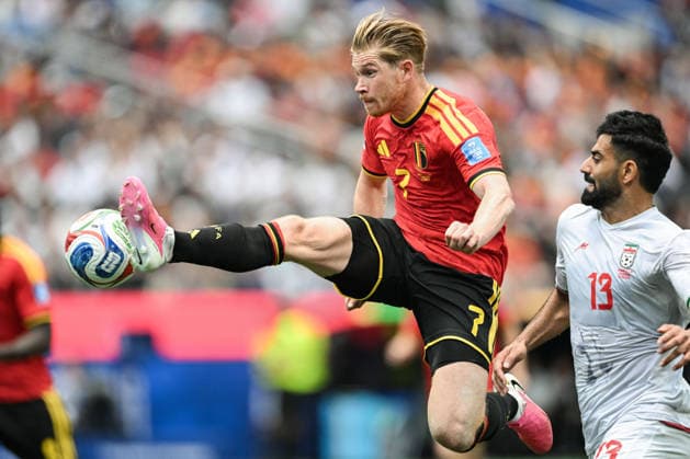 Kevin De Bruyne of Belgium passes the ball during a FIFA Men’s World Cup 2026 Group Stage football match between Belgium and Iran at Los Angeles Stadium, in Inglewood on June 21th 2026 (Photo by Nayra Halm SPP)  Copyright: xNayraxHalm SPPx Sportspressphoto_SPR172887