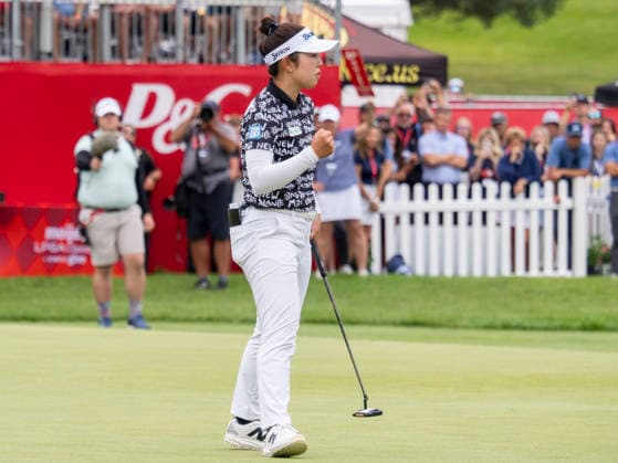 BELMONT, MI - JUNE 21: Miyu Yamashita of Japan celebrates after winning the final round of the LPGA, Golf Damen Meijer LPGA Classic for Simply Give on June 21, 2026, at Blythefield Country Club in Belmont, Michigan. (Photo by Joseph Weiser Icon Sportswire) GOLF: JUN 21 LPGA Meijer LPGA Classic for Simply Give EDITORIAL USE ONLY Icon260621041