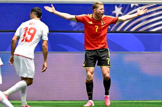 Belgium vs Iran - FIFA World Cup, WM, Weltmeisterschaft, Fussball 2026 LOS ANGELES, USA - JUNE 21 : De Bruyne Kevin forward of Belgium during the FIFA World Cup 2026 Group G match between Belgium and Iran at the SOFI STADIUM on June 21, 2026 in Los Angeles, USA, 21 06 2026 Los Angeles United States of America  Copyright: xJanxDexMeuleneirx