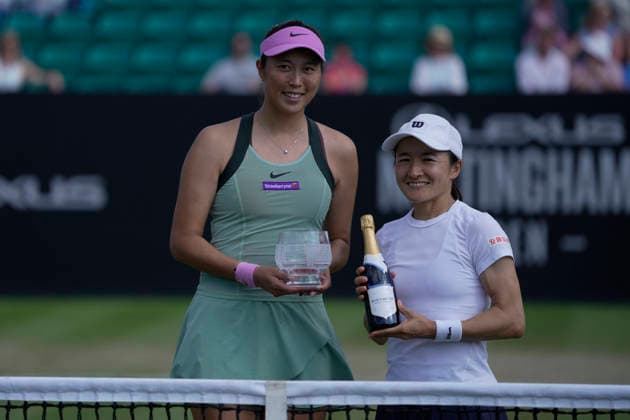 Lexus Nottingham Open - Day Seven Hao Ching Chan and Shuko Aoyama are seen following their doubles final match at the 2026 Lexus Nottingham Open Women s tennis tournament at the Nottingham Tennis Centre in Nottingham, England, on June 21, 2026. Nottingham Great Britain United Kingdom  Copyright: xOwenxHammondx originalFilename:hammond-2026lexu260621_npq1U.jpg