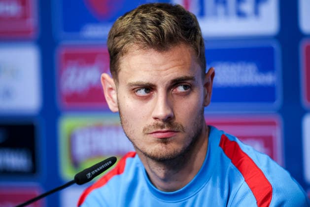 Croatia press conference, PK, Pressekonferenz - FIFA World Cup, WM, Weltmeisterschaft, Fussball 2026 Josip Stanisic speaks during a Team Croatia press conference at training centre at Episcopal High School on June 21, 2026 in Alexandria, Virginia.  IgorxKralj PIXSELL