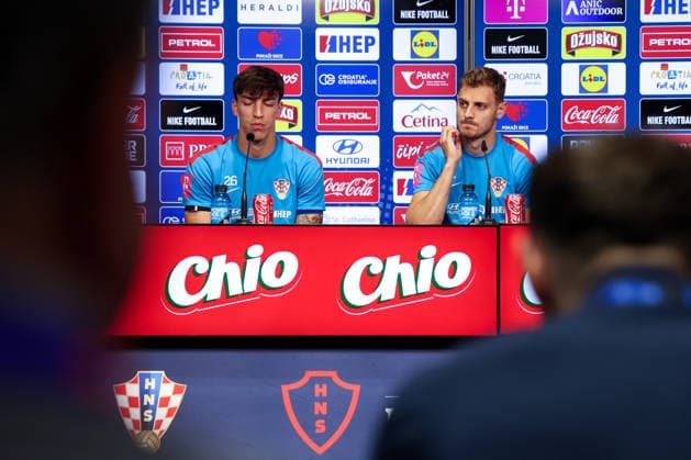 Croatia press conference, PK, Pressekonferenz - FIFA World Cup, WM, Weltmeisterschaft, Fussball 2026 Petar Musa and Josip Stanisic; speaks during a Team Croatia press conference at training centre at Episcopal High School on June 21, 2026 in Alexandria, Virginia.  IgorxKralj PIXSELL