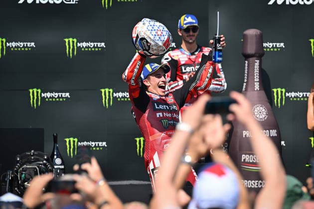 MOTO - MOTO GP - CZECHIA GRAND PRIX 2026 MARQUEZ Marc (spa), Ducati Lenovo Team, Ducati Desmosedici GP26, portrait, celebrating his win during the 2026 MotoGP Monster Energy Grand Prix of Czechia, at Brno, from Junes 19 to 21, in Czech Republic - BrnoCzechia  Copyright: xGIGIxSOLDANOx
