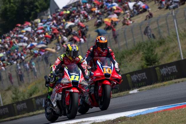 MOTO - MOTO GP - CZECHIA GRAND PRIX 2026 11 MOREIRA Diogo (bra), Pro Honda LCR, Honda RC213V, action with 10 MARINI Luca (ita), Honda HRC Castrol, Honda RC213V during the 2026 MotoGP Monster Energy Grand Prix of Czechia, at Brno, from Junes 19 to 21, in Czech Republic - BrnoCzechia  Copyright: xGIGIxSOLDANOx
