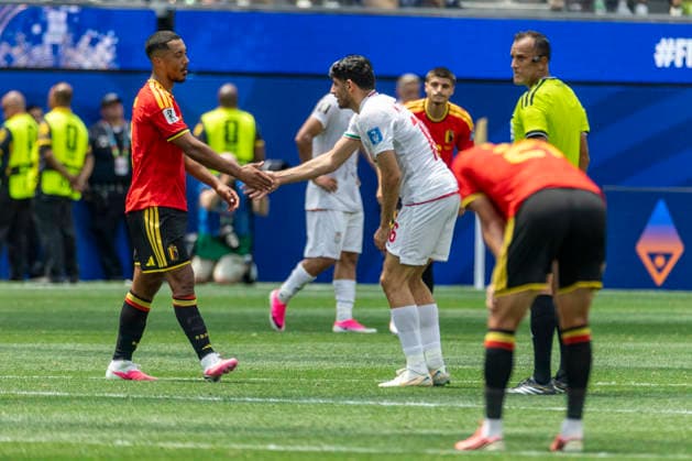 June 21, 2026, Los Angeles, California, USA: IR Iran and Belgium players greet after the FIFA World Cup, WM, Weltmeisterschaft, Fussball Group G soccer match at SoFi Stadium in Inglewood, Calif., Sunday, June 21, 2026. World Cup 2026: IR Iran 0:0 Belgium  - ZUMAc68_ 20260621_zaf_c68_034 Copyright: xRingoxChiux