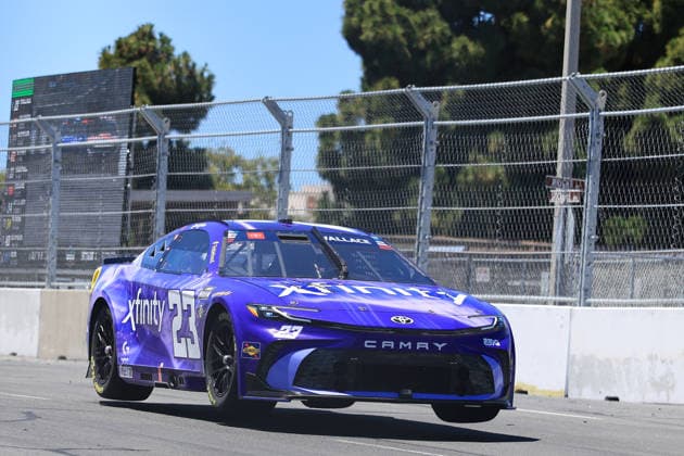 SAN DIEGO, CA - JUNE 21: Bubba Wallace ( 23 23XI Racing Xfinity Toyota) lifts all four tires off the track on the straight-a-way heading off Turn 1 during the NASCAR, Motorsport, USA Cup Series Anduril 250 Race the Base event on Sunday June 21, 2026 at the Naval Base Coronado in San Diego, CA. (Photo by David J. Griffin Icon Sportswire) AUTO: JUN 21 NASCAR Cup Series Anduril 250 Race the Base EDITORIAL USE ONLY Icon953260621562