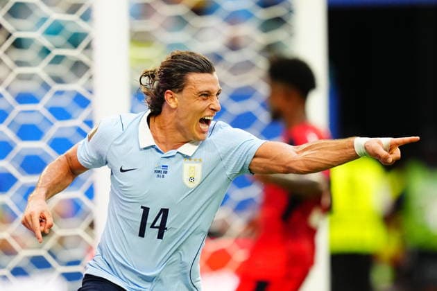 Uruguay v Cape Verde - FIFA World Cup, WM, Weltmeisterschaft, Fussball 2026 - Group H FLORIDA, USA - JUNE 21: Agustín Canobbio (14) of Uruguay celebrates after scoring a goal during the 2026 FIFA World Cup First Stage Group H match between Uruguay and Cape Verde at the Hard Rock Stadium (Miami Stadium) in Miami Gardens, Florida, United States on June 21, 2026. Evrim Aydin Anadolu Florida United States. Editorial use only. Please get in touch for any other usage.  Copyright: x2026xAnadoluxEvrimxAydinx