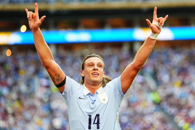 Uruguay v Cape Verde - FIFA World Cup, WM, Weltmeisterschaft, Fussball 2026 - Group H FLORIDA, USA - JUNE 21: Agustín Canobbio (14) of Uruguay celebrates after scoring a goal during the 2026 FIFA World Cup First Stage Group H match between Uruguay and Cape Verde at the Hard Rock Stadium (Miami Stadium) in Miami Gardens, Florida, United States on June 21, 2026. Evrim Aydin Anadolu Florida United States. Editorial use only. Please get in touch for any other usage.  Copyright: x2026xAnadoluxEvrimxAydinx