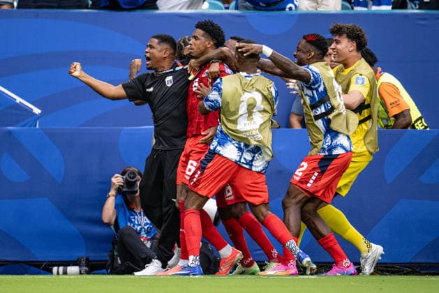 Kevin Pina of Cabo Verde celebrates after scoring the team s first goal during the FIFA World Cup, WM, Weltmeisterschaft, Fussball 2026 Group H match between Uruguay and Cabo Verde at Miami Stadium in Miami Gardens, Florida, United States, on June 21st, 2026. (Photo by Riquelve Nata Sports Press Photo)  Copyright: xRiquelvexNata SportsxPressxPhotox Sportspressphoto_SPR172977