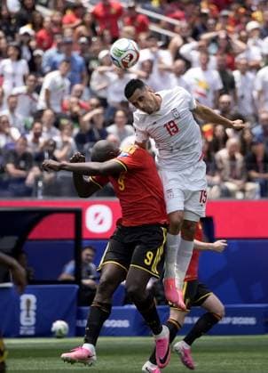 Iran v Belgium - FIFA World Cup, WM, Weltmeisterschaft, Fussball 2026 - Group G LOS ANGELES, CALIFORNIA - JUNE 21: Ali Nemati 19, of Iran in action againstRomelu Lukaku 9, of Belgium during the 2026 FIFA World Cup First Stage Group G match between IR Iran and Belgium at the Los Angeles Stadium (SoFi Stadium) in Inglewood, California, United States on June 21, 2026. Tayfun Coskun Anadolu Los Angeles United States. Editorial use only. Please get in touch for any other usage.  Copyright: x2026xAnadoluxTayfunxCoskunx
