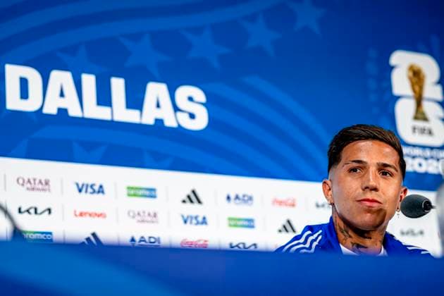 DALLAS - Enzo Fernandez of Argentina during the 2026 World Cup, Argentina press conference, PK, Pressekonferenz at AT&T Stadium on June 21, 2026 in Dallas, United States. (Photo by Stefan Koops EYE4IMAGES DeFodi Images) - *** DALLAS