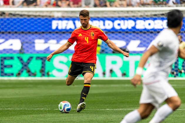 June 21, 2026, Los Angeles, California, USA: Belgium Brandon Mechele (4) in actions against the IR Iran during the FIFA World Cup, WM, Weltmeisterschaft, Fussball Group G soccer match at SoFi Stadium in Inglewood, Calif., Sunday, June 21, 2026. Los Angeles USA - ZUMAc68_ 20260621_zaf_c68_052 Copyright: xRingoxChiux