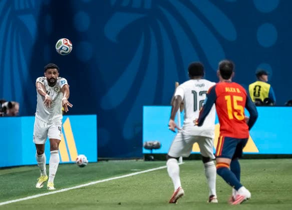 June 21, 2026, Atlanta, Georgia, USA: Saudi Arabia defender Abdulelah al-Amri (4) plays against Spain during their First Stage Group H match for the 2026 FIFA World Cup, WM, Weltmeisterschaft, Fussball at Atlanta Stadium in Atlanta, Georgia. Spain wins the match 4:0. World Cup: First Stage Group H: Spain Vs Saudi Arabia: Abdulelah Al-Amri  - ZUMAa161 20260621_aaa_a161_100 Copyright: xWalterxArcex xGMGx