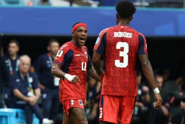 MIAMI GARDENS, FL - JUNE 21: Cape Verde midfielder Garry Rodrigues (11) celebrats a goal in the first half during the FIFA World Cup, WM, Weltmeisterschaft, Fussball 2026 game Group H match between Uruguay and Cabo Verde on June 21, 2026 at Miami Stadium in Miami Gardens, FL (Photo by Peter Joneleit Icon Sportswire) SOCCER: JUN 21 FIFA World Cup 26 Group H - Uruguay vs Cabo Verde EDITORIAL USE ONLY Icon260615065
