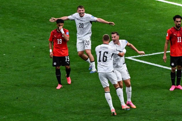 SOCCER NEW ZEALAND EGYPT WORLD CUP, Finn Surman of New Zealand celebrates his goal with Chris Wood during the Group G match between New Zealand and Egypt as part of the FIFA 2026 World Cup at BC Place Vancouver, British Columbia, Canada, Monday, June 22, 2026. ( NO ARCHIVING, EDITORIAL USE ONLY, AUSTRALIA USE ONLY VANCOUVER BRITISH COLOMBIA CANADA  Copyright: xx 20260622192965380624