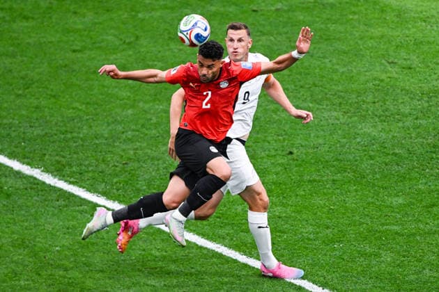 SOCCER NEW ZEALAND EGYPT WORLD CUP, Yasser Ibrahim of Egypt and Chris Wood of New Zealand during the Group G match between New Zealand and Egypt as part of the FIFA 2026 World Cup at BC Place Vancouver, British Columbia, Canada, Monday, June 22, 2026. ( NO ARCHIVING, EDITORIAL USE ONLY, AUSTRALIA USE ONLY VANCOUVER BRITISH COLOMBIA CANADA  Copyright: xx 20260622196954595340