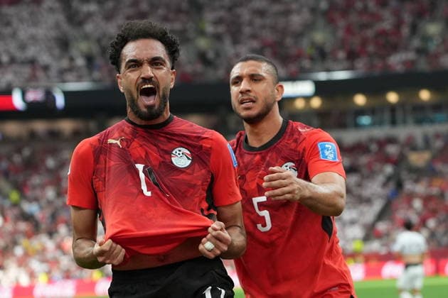 FIFA World Cup, WM, Weltmeisterschaft, Fussball 2026 - Group G - New Zealand vs Egypt Mostafa Ziko of Egypt celebrates with his teammate Ramy Rabia after scoring the 1-1 goal during the FIFA World Cup 2026 group stage match New Zealand against Egypt, in Vancouver, Canada, 21 June 2026. VANCOUVER Canada  Copyright: xBOBxFRIDx