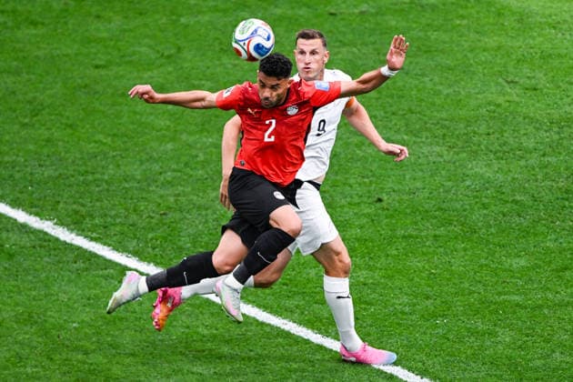 Yasser Ibrahim of Egypt and Chris Wood (captain) of New Zealand, New Zealand All Whites v Egypt, Group G football match of the FIFA World Cup, WM, Weltmeisterschaft, Fussball 2026 at BC Place, Vancouver, Canada on Sunday 21June 2026. Photo: Andrew Cornaga Vancouver USA Copyright: xAndrewxCornaga x