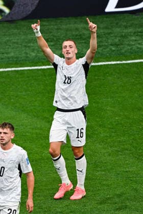 Finn Surman of New Zealand celebrates his goal, New Zealand All Whites v Egypt, Group G football match of the FIFA World Cup, WM, Weltmeisterschaft, Fussball 2026 at BC Place, Vancouver, Canada on Sunday 21June 2026. Photo: Andrew Cornaga Vancouver USA Copyright: xAndrewxCornaga x