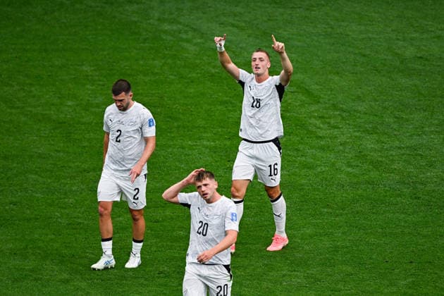 Finn Surman of New Zealand celebrates his goal, New Zealand All Whites v Egypt, Group G football match of the FIFA World Cup, WM, Weltmeisterschaft, Fussball 2026 at BC Place, Vancouver, Canada on Sunday 21June 2026. Photo: Andrew Cornaga Vancouver USA Copyright: xAndrewxCornaga x