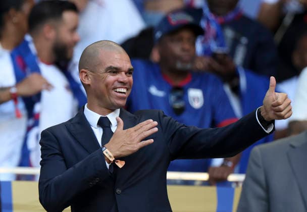 (260622) -- MIAMI, June 22, 2026 -- Portugal s football legend Pepe reacts before the group H match between Uruguay and Cape Verde at the 2026 FIFA World Cup, WM, Weltmeisterschaft, Fussball at Miami Stadium, Miami, the United States, June 21, 2026. ) (SP)U.S.-MIAMI-FOOTBALL-FIFA WORLD CUP-GROUP H-URU VS CPV ZhangxChen 