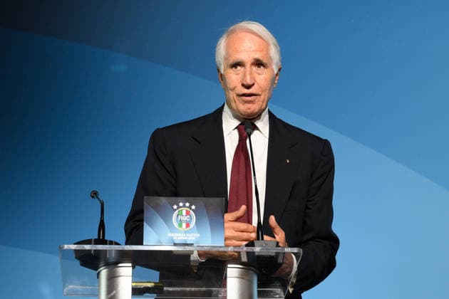 IPA85939622 - Giovanni Malago’ during the press conference, PK, Pressekonferenz held by the new FIGC President at the Rome Cavalieri - A&Waldorf Astoria Hotel in Rome, Italy, on Monday, June 22, 2026. Sports - Soccer.  Copyright: xFabrizioxCorradetti IPAxSportx xx 85939622