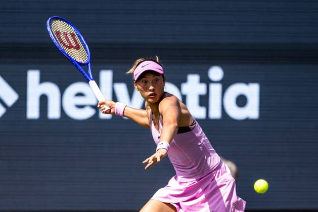 BAD HOMBURG, GERMANY - JUNE 22: Qinwen Zheng (CHN) during the Bad Homburg Open powered by Solarwatt Singles match between Solana Sierra (ARG) vs Qinwen Zheng (CHN) at Kurpark Bad Homburg on June 22, 2026 in Bad Homburg, Germany. Hessen Germany Copyright: xSteffiexWunderlx