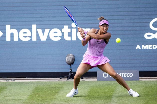 BAD HOMBURG, GERMANY - JUNE 22: Qinwen Zheng (CHN) during the Bad Homburg Open powered by Solarwatt Singles match between Solana Sierra (ARG) vs Qinwen Zheng (CHN) at Kurpark Bad Homburg on June 22, 2026 in Bad Homburg, Germany. Hessen Germany Copyright: xSteffiexWunderlx