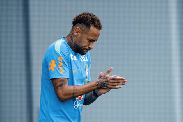 Treino da Seleção Brasileira NOVA JERSEY, NJ - 22.06.2026: TREINO DA SELEcaO BRASILEIRA - Neymar Jr. during a training session with the Brazilian national team, Nationalteam at the New York Red Bulls training center in Morristown, New Jersey, United States. The Brazilian team will face Scotland on Wednesday in the third round of Group C of the 2026 FIFA World Cup, WM, Weltmeisterschaft, Fussball (Photo: Marcelo Machado de Melo Fotoarena) x2967350x  MarceloxMachadoxdexMelo
