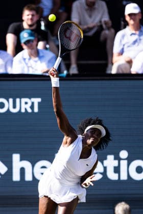 BAD HOMBURG, GERMANY - JUNE 22: Venus Williams (USA) during the Bad Homburg Open powered by Solarwatt Singles match between Venus Williams (USA) vs Irina-Camelia Begu (ROU) at Kurpark Bad Homburg on June 22, 2026 in Bad Homburg, Germany. Hessen Germany Copyright: xSteffiexWunderlx
