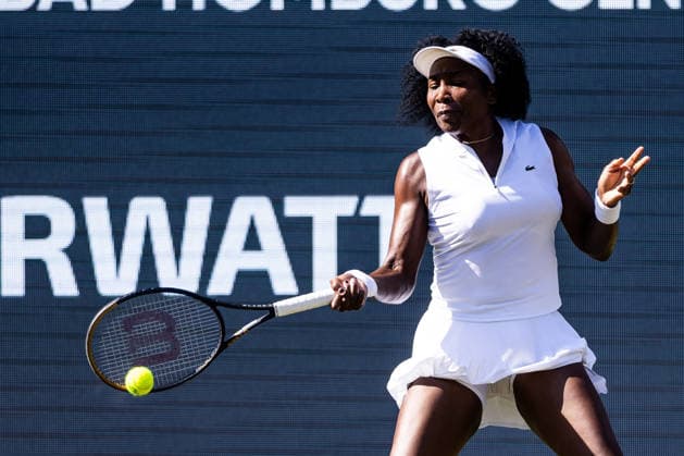 BAD HOMBURG, GERMANY - JUNE 22: Venus Williams (USA) during the Bad Homburg Open powered by Solarwatt Singles match between Venus Williams (USA) vs Irina-Camelia Begu (ROU) at Kurpark Bad Homburg on June 22, 2026 in Bad Homburg, Germany. Hessen Germany Copyright: xSteffiexWunderlx