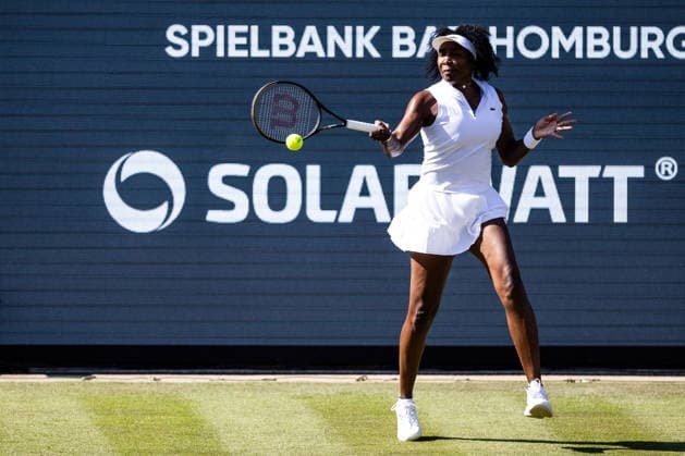 BAD HOMBURG, GERMANY - JUNE 22: Venus Williams (USA) during the Bad Homburg Open powered by Solarwatt Singles match between Venus Williams (USA) vs Irina-Camelia Begu (ROU) at Kurpark Bad Homburg on June 22, 2026 in Bad Homburg, Germany. Hessen Germany Copyright: xSteffiexWunderlx