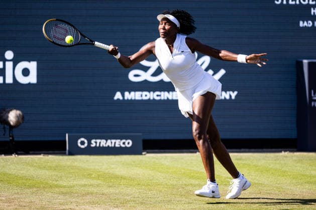 BAD HOMBURG, GERMANY - JUNE 22: Venus Williams (USA) during the Bad Homburg Open powered by Solarwatt Singles match between Venus Williams (USA) vs Irina-Camelia Begu (ROU) at Kurpark Bad Homburg on June 22, 2026 in Bad Homburg, Germany. Hessen Germany Copyright: xSteffiexWunderlx