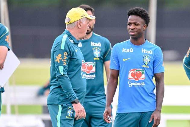 coach Carlo Ancelotti (Brazil) and Vinicius Junior (Brazil) Looks on during the Brazil training session at Columbia Park Training Facility on June 22, 2026 in Morristown, New Jersey. (Photo by Harry Langer DeFodi Images) - *** Coach Carlo Ancelotti of Brazil and Vinicius Junior of Brazil look on during the Brazil training session at Columbia Park Training Facility on June 22, 2026, in Morristown, New Jersey. Photo by Harry Langer, DeFodi Images,detected_source_language