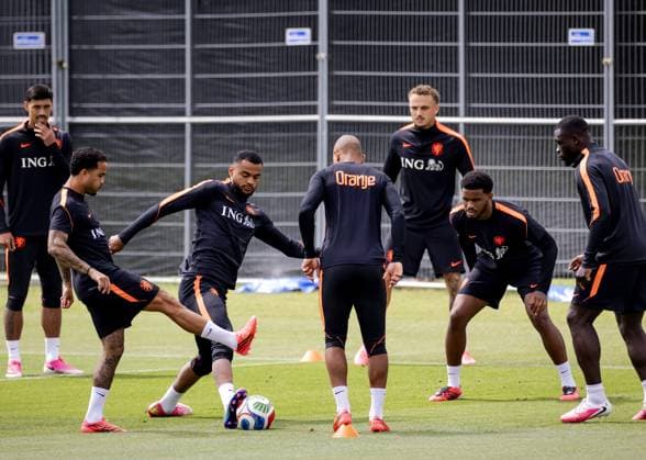 KANSAS CITY - Tijjani Reijnders of the Netherlands, Justin Kluivert of the Netherlands, Cody Gakpo of the Netherlands, Donyell Malen of the Netherlands, Noa Lang of the Netherlands, Jorrel Hato of the Netherlands and Brian Brobbey of the Netherlands during a training session of the Dutch national team, Nationalteam at the KC Current Training Facility, on June 22, 2026, in Kansas City. The Dutch national team is preparing for the match against Tunisia during the FIFA World Cup, WM, Weltmeisterschaft, Fussball ROBIN VAN LONKHUIJSEN ANP xVIxANPxSportx xxANPxIVx 561671393 originalFilename: 561671393.jpg