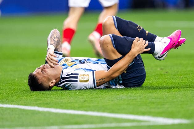 260622 Lautaro Martinez of Argentina in pain during the FIFA World Cup, WM, Weltmeisterschaft, Fussball 2026 football match between Argentina and Austria on June 22, 2026 in Dallas. Photo: Ludvig Thunman BILDBYRAN kod LT LT0807 fotboll football soccer fotball vm fotbolls-vm fotball-vm fotbolls-vm 2026 fifa world cup 2026 day 12 bbeng depp skada *** June 22, 2026  Copyright: LUDVIGxTHUNMAN BB260622LT042