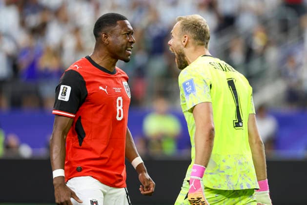 SOCCER - FIFA World Cup, WM, Weltmeisterschaft, Fussball 2026 ARLINGTON,TEXAS,USA,22.JUN.26 - SOCCER - FIFA World Cup 2026, group stage, Argentina vs Austria. Image shows the rejoicing of David Alaba and Alexander Schlager (AUT).  GEPAxpictures xArminxRauthner
