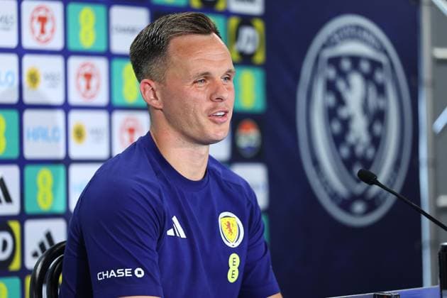 Lawrence Shankland of Scotland Scotland Training and press conference, PK, Pressekonferenz 2026 FIFA World Cup, WM, Weltmeisterschaft, Fussball Football, Atrium Health Performance Park, Charlotte, USA - 22 Jun 2026Charlotte Atrium Health Performance Park United States of America EDITORIAL USE ONLY No use with unauthorised audio, video, data, fixture lists, club league logos or live services. Online in-match use limited to 120 images, no video emulation. No use in betting, games or single club league player publications.  Copyright: xMichaelxZemanek Shutterstockx 16949461bm