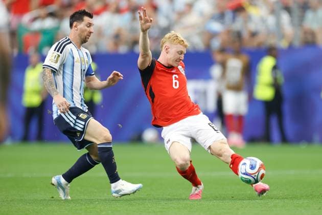 DALLAS, 22-06-2026, Dallas AT&T Stadium, World Cup 2026 Match between Argentina and Austria. Picture shows Argentina player Lionel Messi and Austria player Nicolas Seiwald Argentina - Austria (World Cup 2026)  x204557819x Copyright: